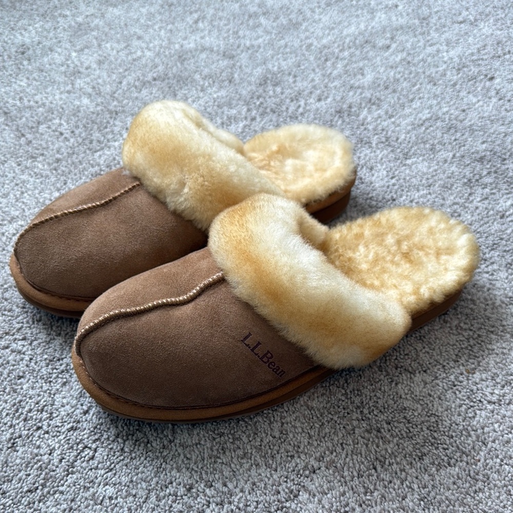 L.L. Bean Shearling Lined Slippers - Brown